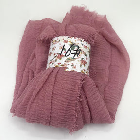 WJ01  Plain Seersucker Crinkle Fringe Edge Large Hijab