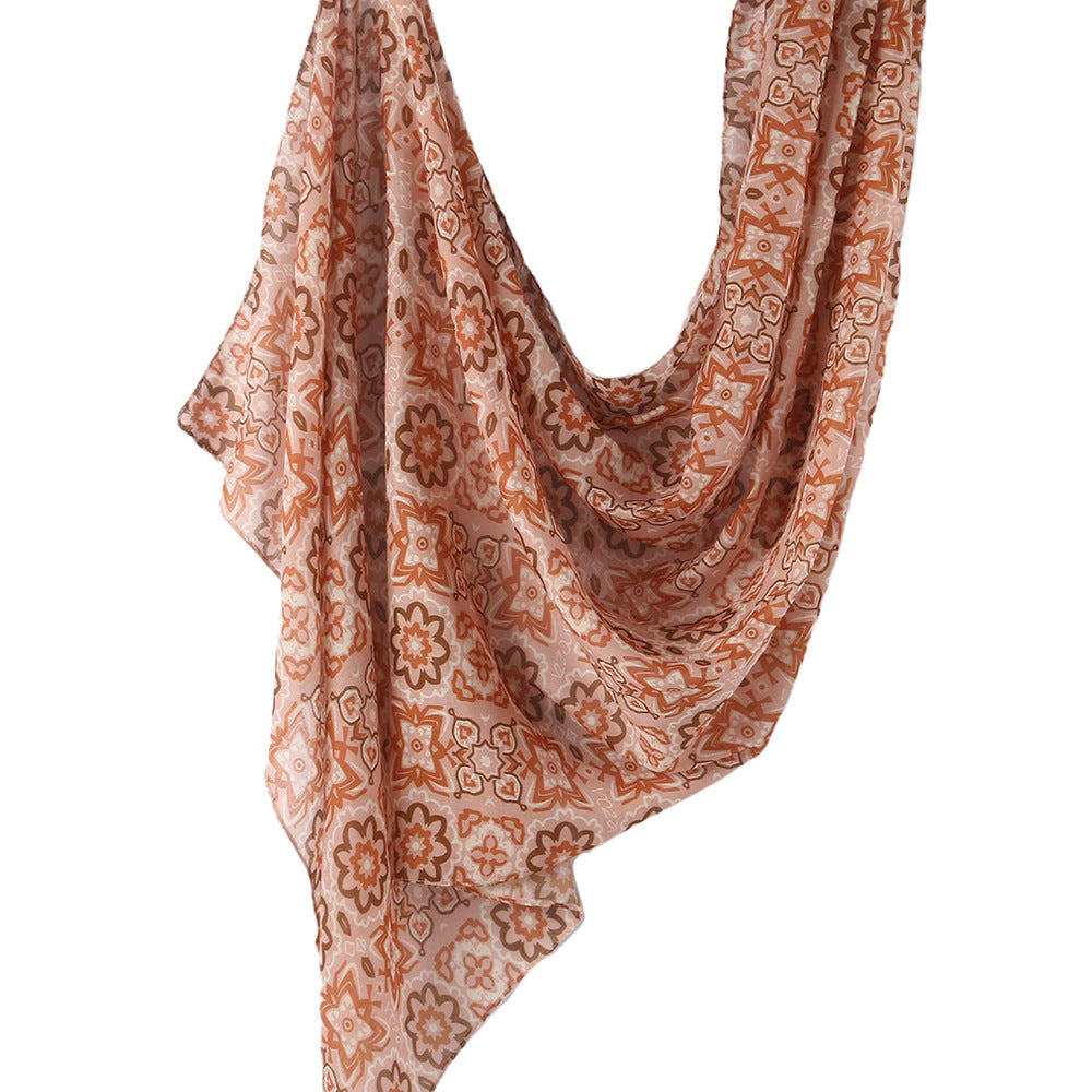 WJ001  Printed Tie-Dye Polyester Long Hijab