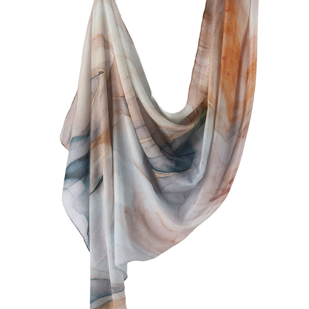WJ001  Printed Tie-Dye Polyester Long Hijab