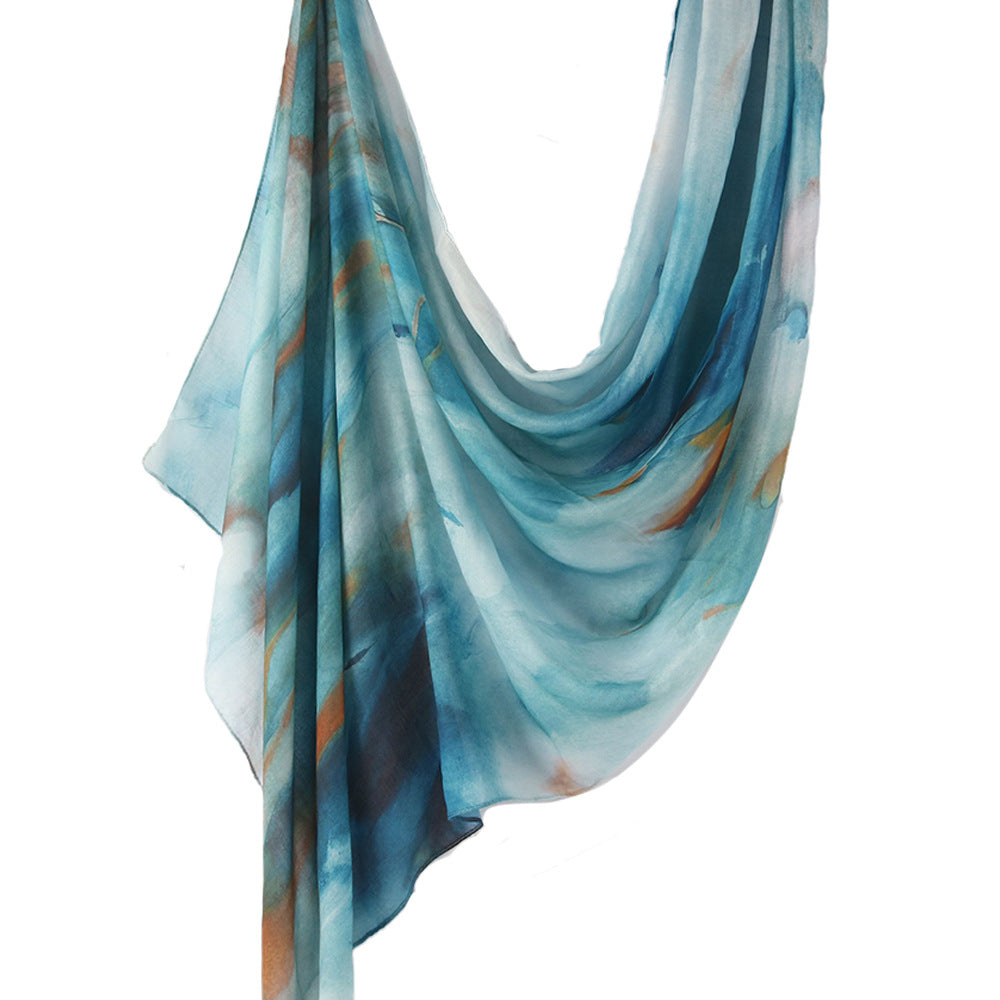 WJ001  Printed Tie-Dye Polyester Long Hijab