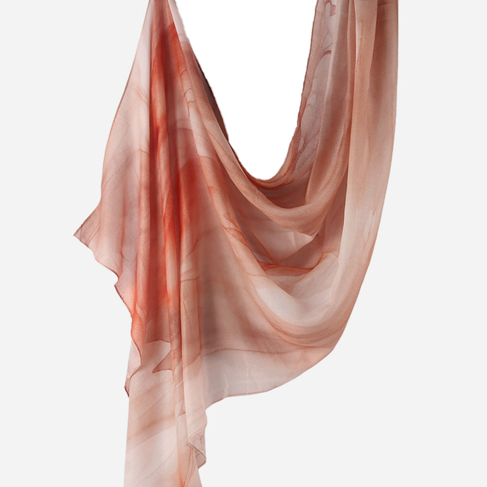 WJ001  Printed Tie-Dye Polyester Long Hijab