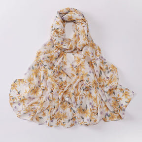 W-0022  Ditsy Floral Printed Pearl Chiffon Hijab