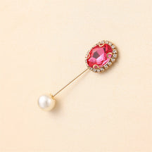 55646  Crystal Brooch with Colorful Zircon Gemstones, Long Pin