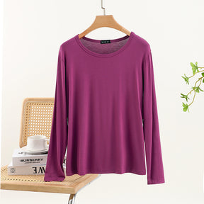 JC001  Crew Neck Modal Long Sleeve Loose Stretch Top