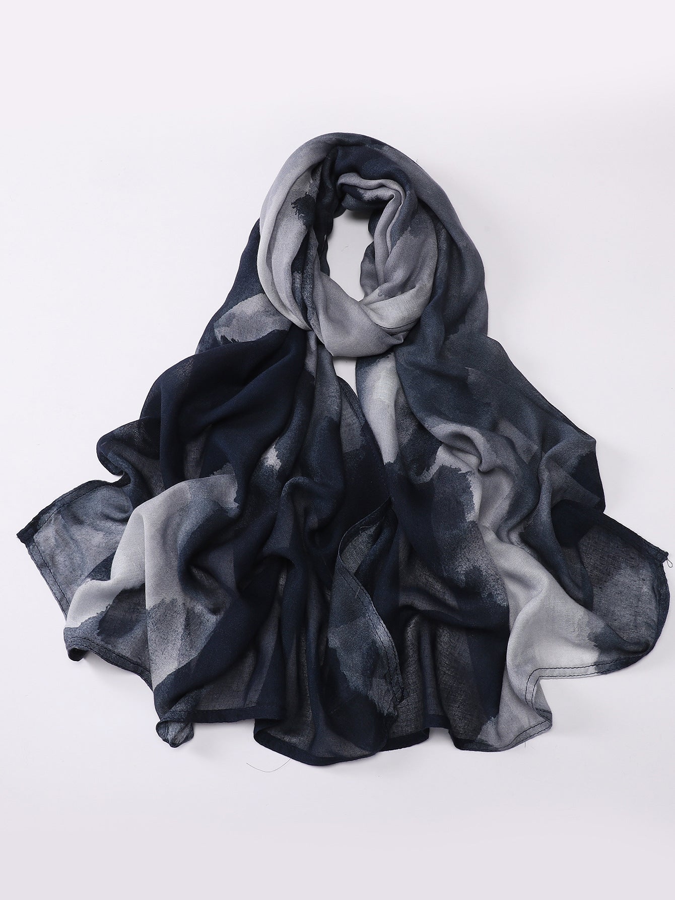 MSL395  Modal printed double stitch scarf