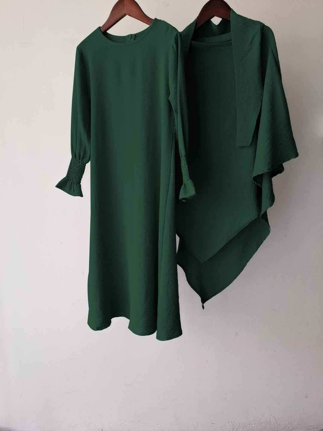 23591 Children's Solid Color Ruffle Dress & Shawl Set