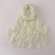 260602  Plain Soft Bamboo-Texture Yarn Short Fringe Hot-Fix Crystal Hijab
