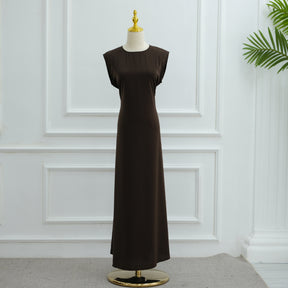 LR962+LR1003 Plain Bow Abaya Dress Set