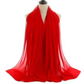 YW016  Plain pearl chiffon hijab