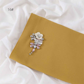 YZ147  Hand-Set Crystal Plain Pearl Chiffon Hijab