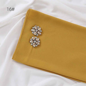 YZ133 Plain Pearl Chiffon Hijab with Hand-Set Crystals & Straight Hem