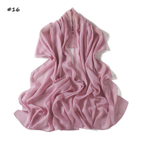 YZ375  Plain Silver Thread Crinkled Chiffon Hijab