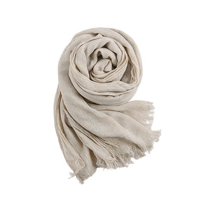 WJ070  Crinkled Rayon Scarf, Finished with Side Fringe