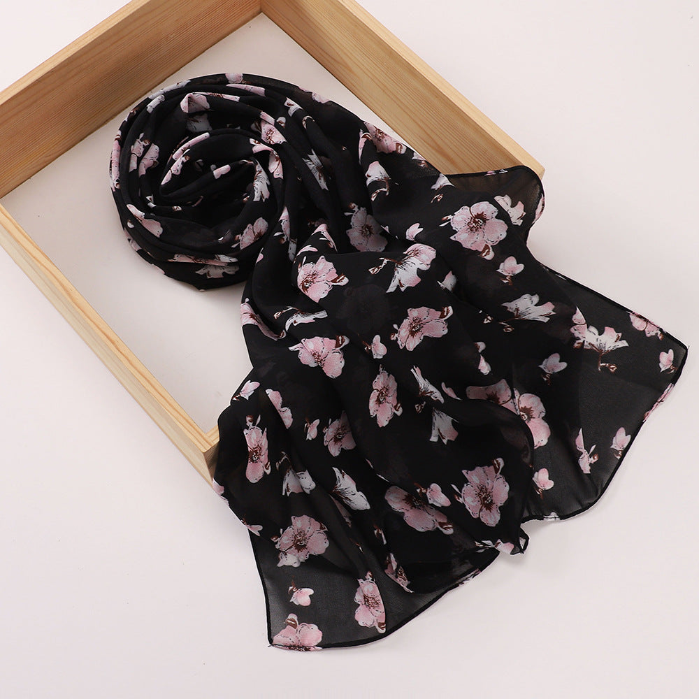 MSL358  Rose flower print hijab (MOQ:2 pieces)