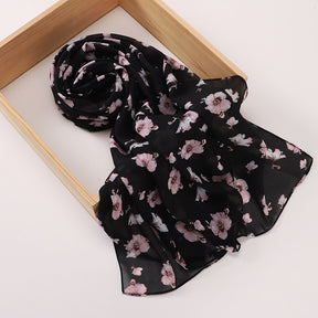 MSL358  Rose flower print hijab (MOQ:2 pieces)