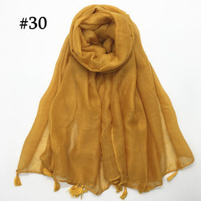 ND06  Plain Polyester Flat-Finish Tassel-End Hijab