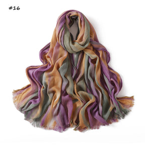 YZ331  Gradient Viscose Crinkle Long Hijab Lightweight Breathable