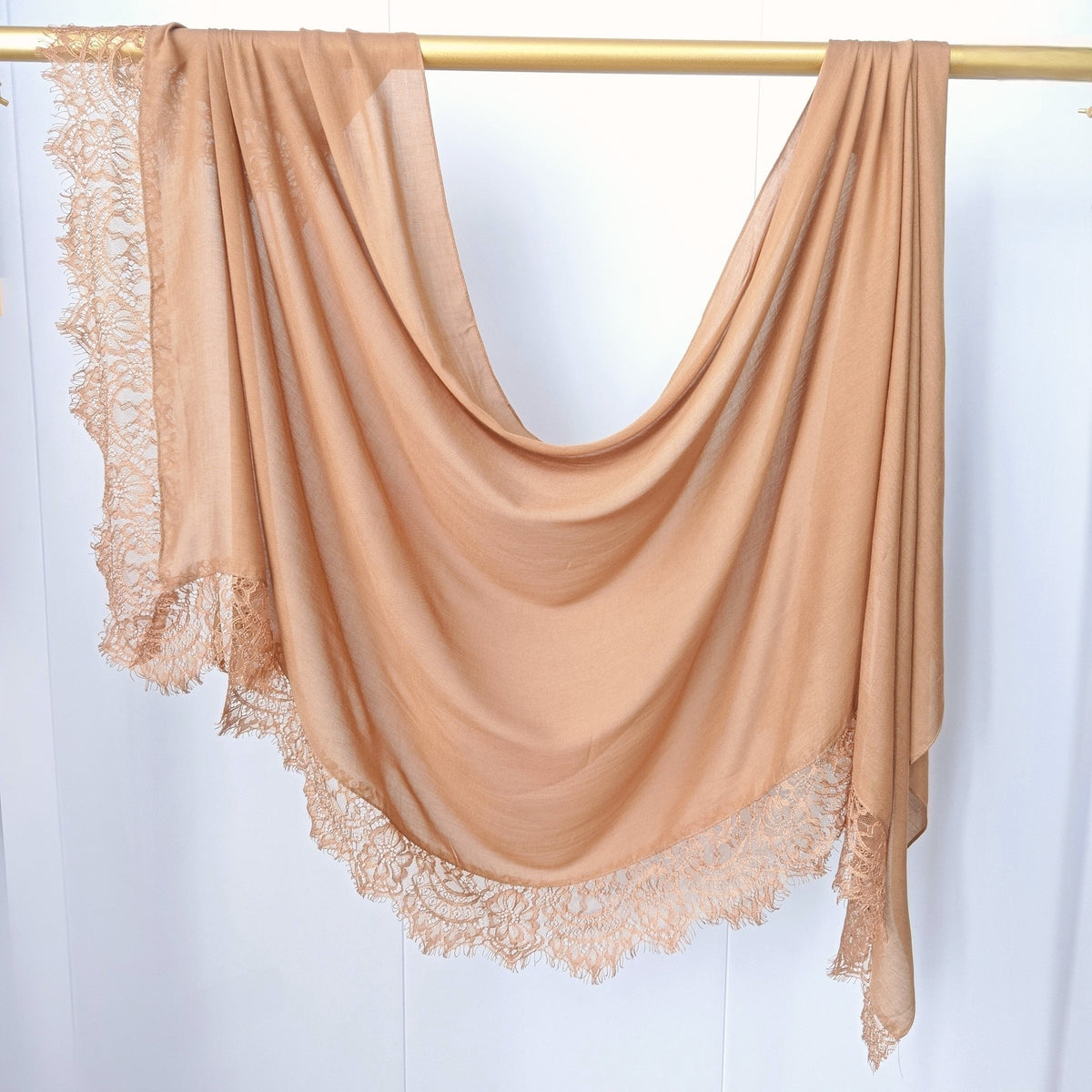 WJ079 Plain Cotton Lace Trim Modal Hijab