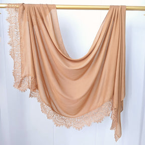 WJ079 Plain Cotton Lace Trim Modal Hijab