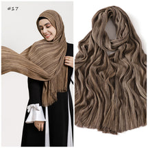 YZ319  Plain Vertical Stripe Modal Crinkle Fringe Hijab