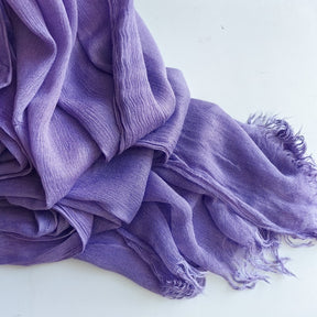 WJA79  Plain natural crinkle cotton hijab with fringes on both ends
