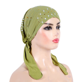 H089 plain hot stamping diamond hijab turban hat