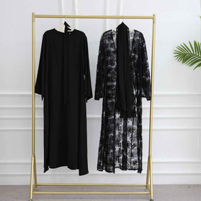 LR1069  3D Floral Beaded Cardigan Abaya