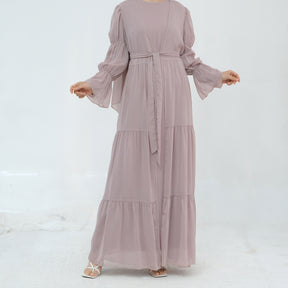 LR866+LR867   (abaya + hijab + underwear)Elegant Cardigan abaya