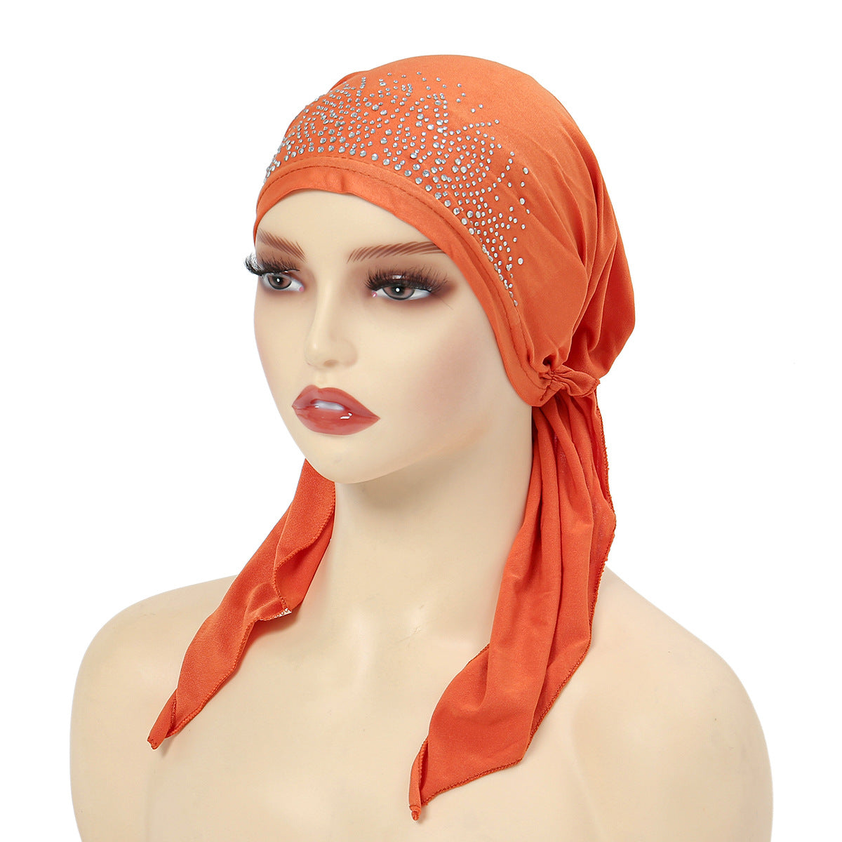 TJM-弧形烫钻 plain hot stamped rhinestones hijab turban hat