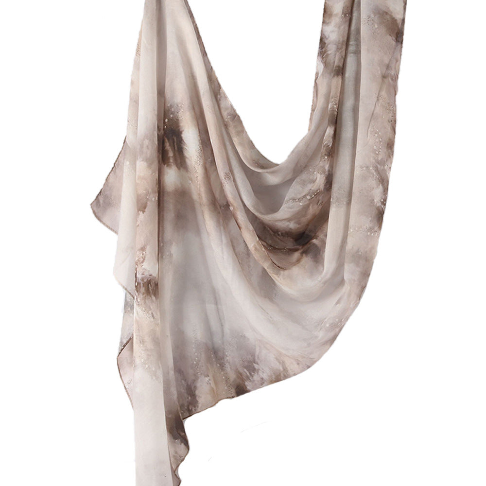 WJ001  Printed Tie-Dye Polyester Long Hijab