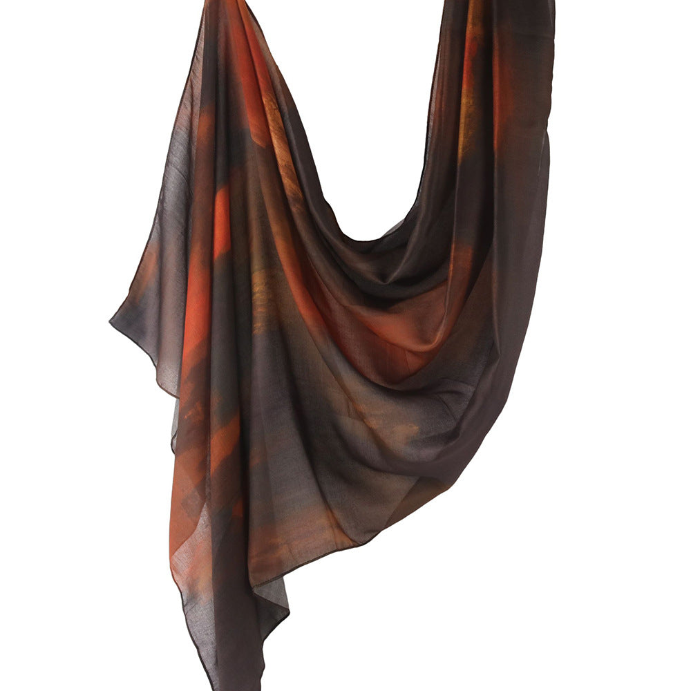WJ001  Printed Tie-Dye Polyester Long Hijab