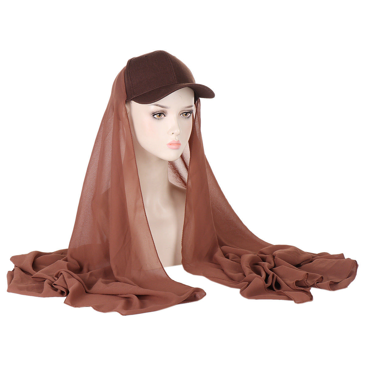 ER01  Solid color pearl scarf and cotton sports wind baseball cap One 2-piece cover scarf and hat instant hijab sport hijab