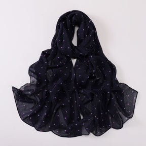 W-0022  Ditsy Floral Printed Pearl Chiffon Hijab
