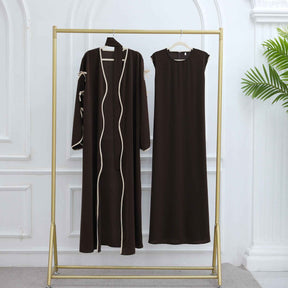 LR962  Plain Bow Abaya Dress Set
