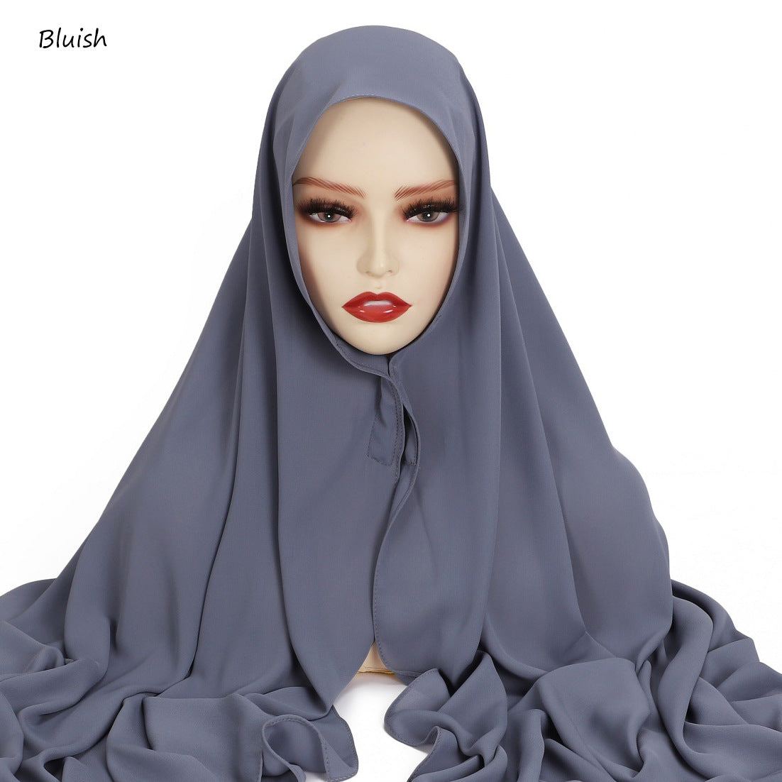 YZ316  Plain Silky Thick Chiffon Hijab with Built-in Magnetic Buckle and Matching Undercap
