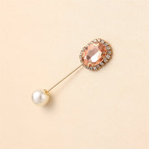 55646  Crystal Brooch with Colorful Zircon Gemstones, Long Pin