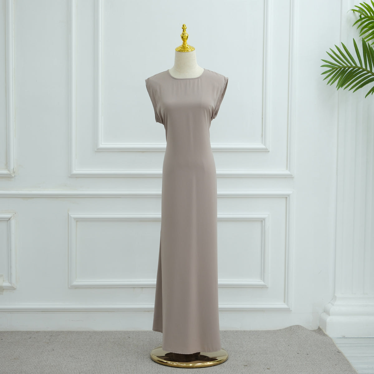 LR962+LR1003 Plain Bow Abaya Dress Set