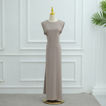 LR962+LR1003 Plain Bow Abaya Dress Set
