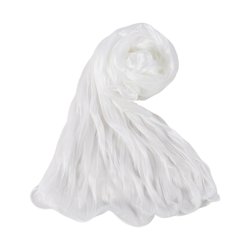 WJ090  Plain breathable bright silk bubble crepe hijab