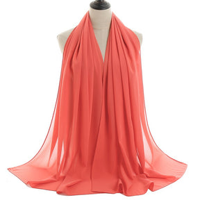 YW016  Plain pearl chiffon hijab