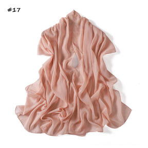 YZ375  Plain Silver Thread Crinkled Chiffon Hijab