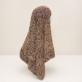 JBXF000  Printed Chiffon Hijab + Attached Tie Back Cap