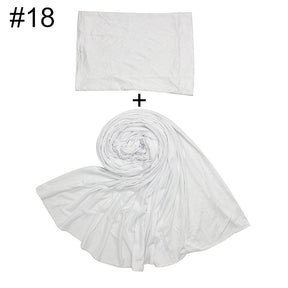 ND472  50*170cm  Small Size Plain Cotton Mercerized Cotton Soft Hijab with Undercap Set