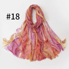 WJA485  Gradient Tie-Dye Autumn/Winter Crinkled Hijab
