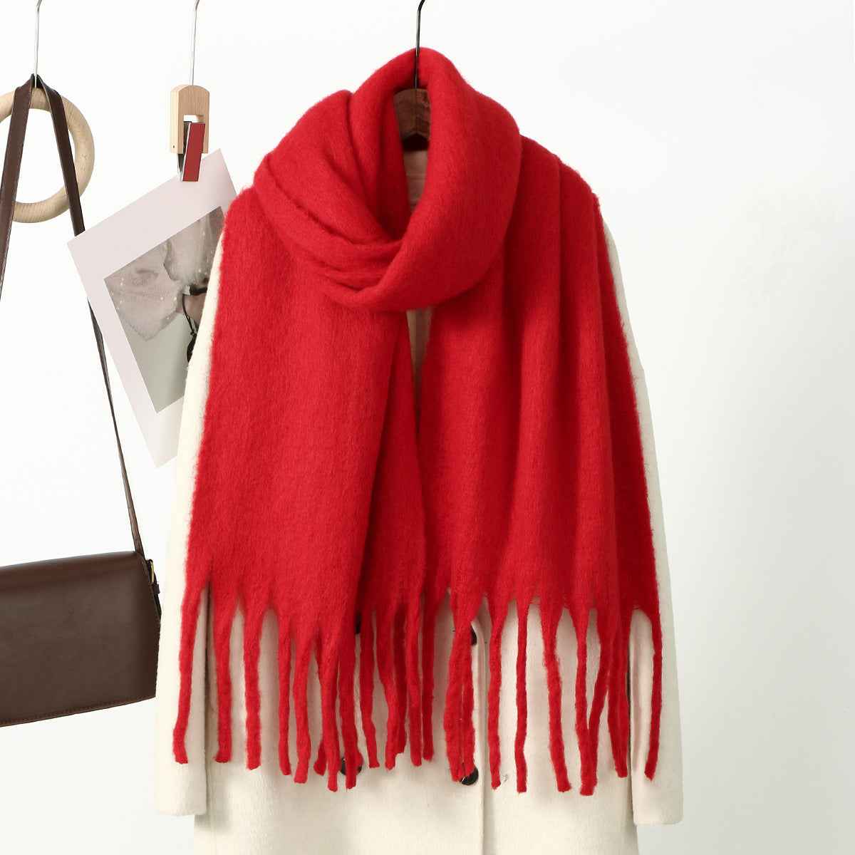 DJ004  Winter Warm Scarf - Plain & Elegant Tassels