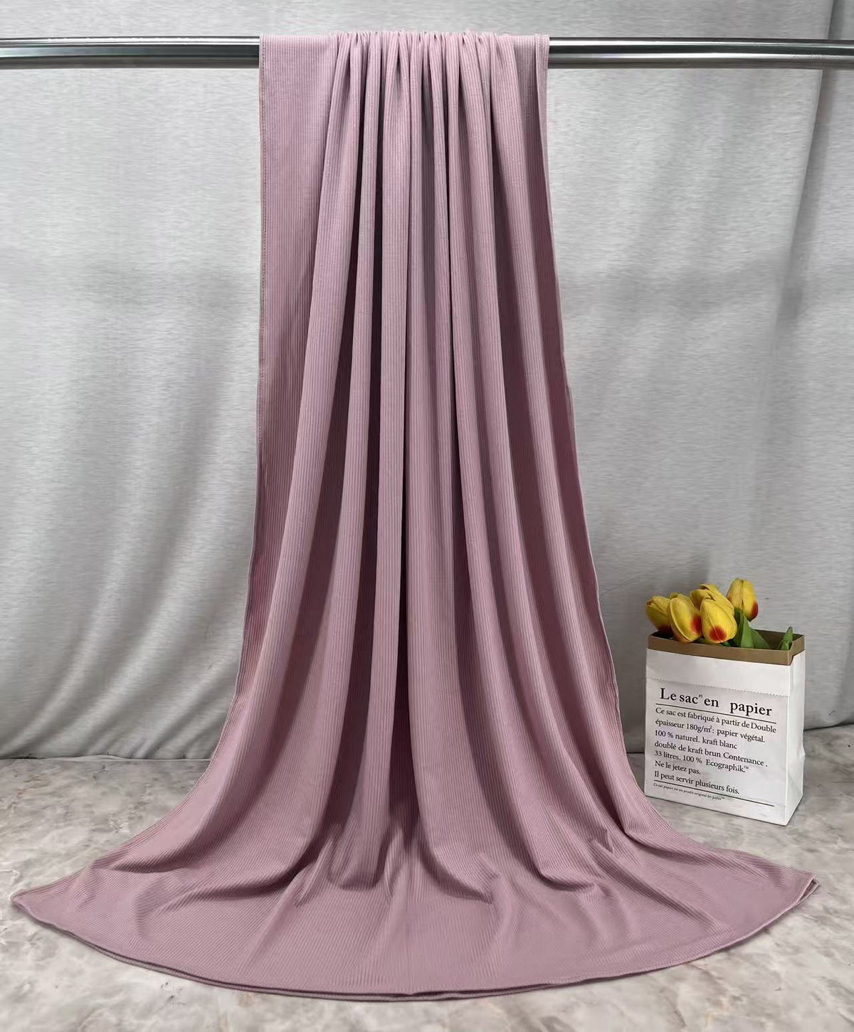 HY017  Plain Bamboo Fiber Ribbed Jersey Hijab