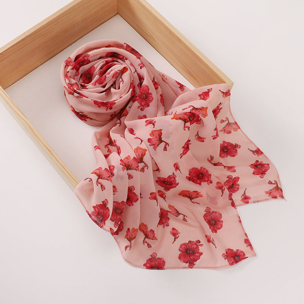MSL358  Rose flower print hijab (MOQ:2 pieces)