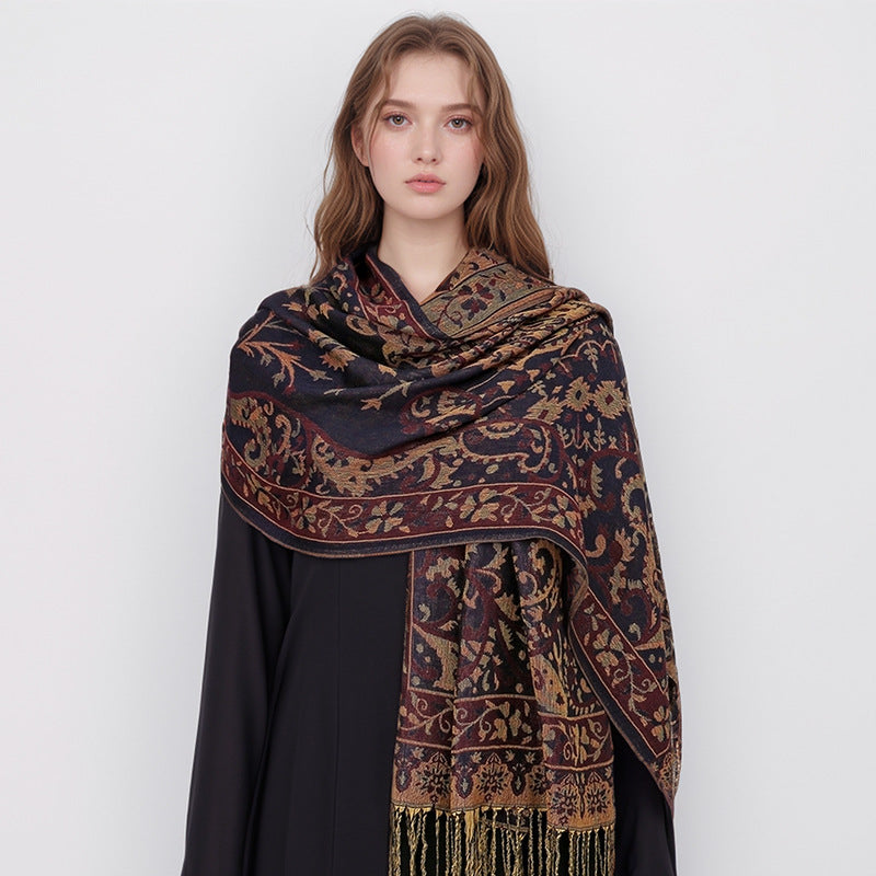 MY09 High quality ethnic style cashew jacquard scarf