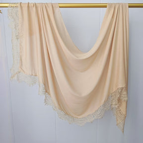 WJ079 Plain Cotton Lace Trim Modal Hijab