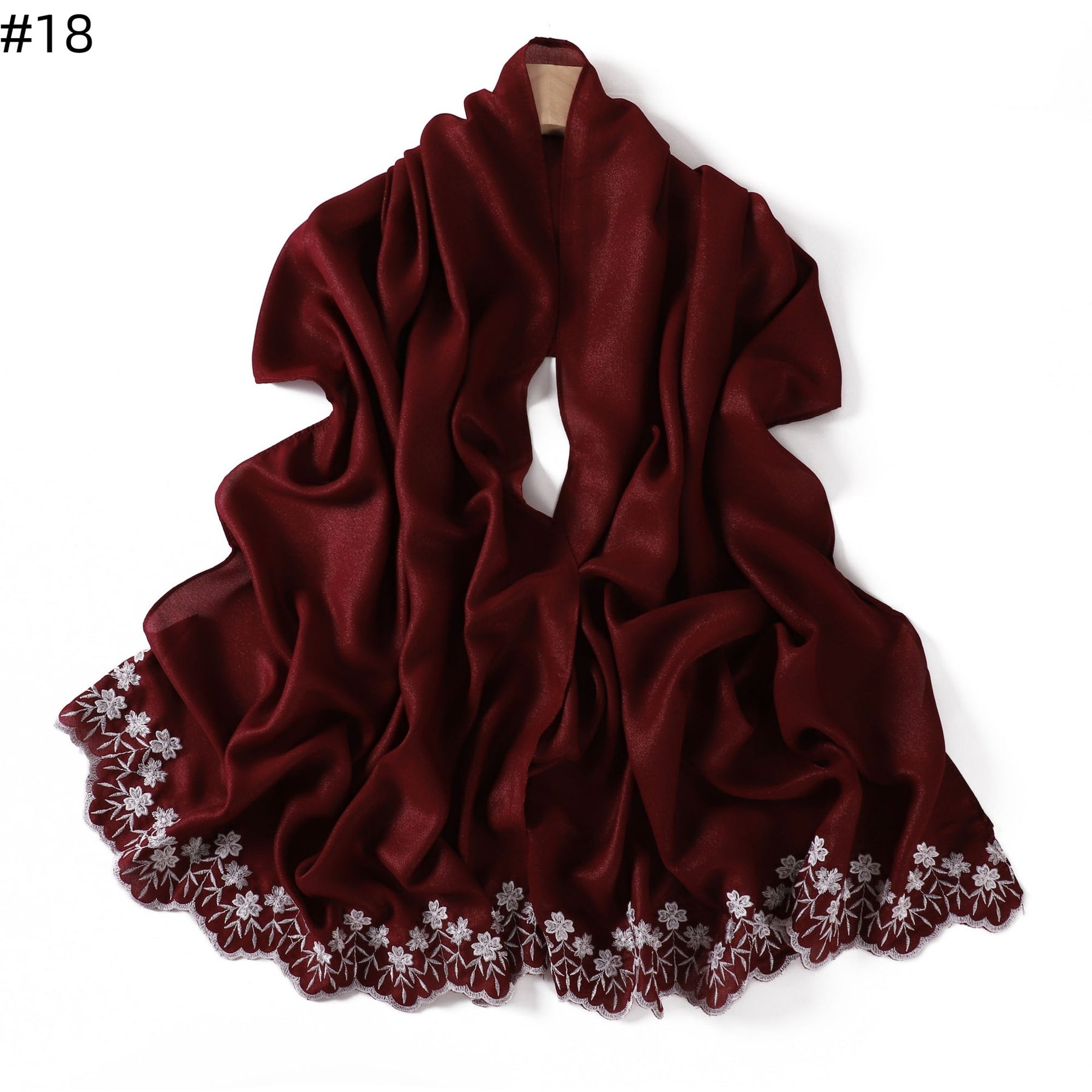 YZ339  Plain Embroidered Ends Shimmer Chiffon Hijab